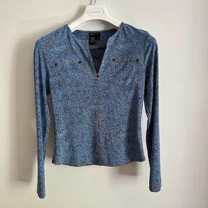 BCBGMaxAzria  made in USA Polyester & Spandex Indigo blue Top Small